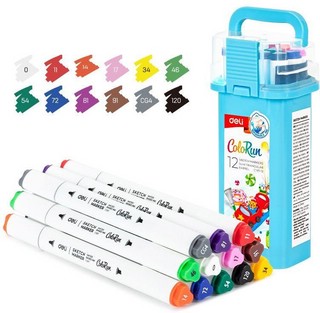 Набор маркеров (12 шт) для скетчинга Deli EC187-12