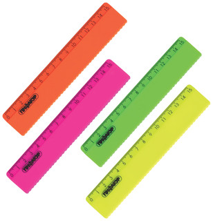 Линейка 15 см, пластик, с волнистым краем, неон, цвет в ассор...