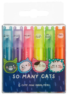 Текстовыделители мини, 6 цветов, M&G SO MANY CATS аромат 1