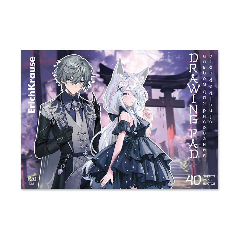 Альбом для рисования А4, 40 листов, на клею, 'Manga'