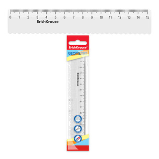Линейка 15 см, с волнистым краем, прозрачный пластик, ErichKr...