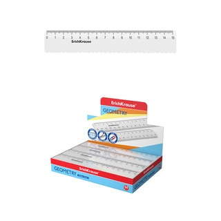 Линейка 15 см, с волнистым краем, прозрачный пластик, ErichKrause Clear 2