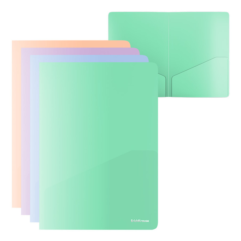 Папка-уголок А4, пластик, 'Matt Pastel Bloom' с 2 карманами, ассорти. Цена за 1 шт.
