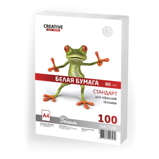 Бумага офисная А4, 80 г/м2, 100 л., студенческая, Creative, Р...