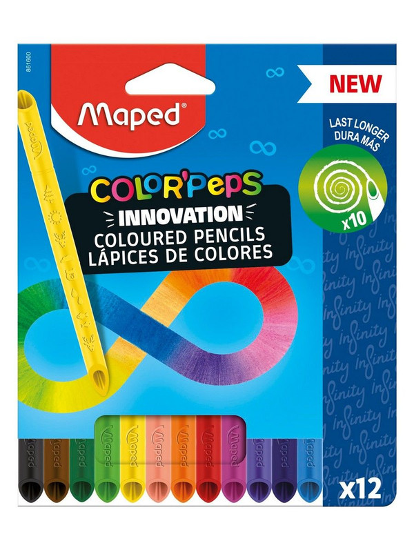 Карандаши 12 цветов, из ударопрочного грифеля, MAPED 861600