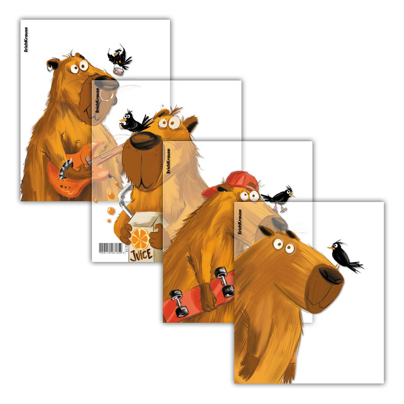 Обложа для тетрадей и дневников ErichKrause Капибара, 212 х 347 мм, 80 мкм, ассорти. Цена за 1 шт.