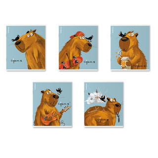 Тетрадь А5, 48 листов, 'Happy Capy' Капибара, клетка, ассорти...