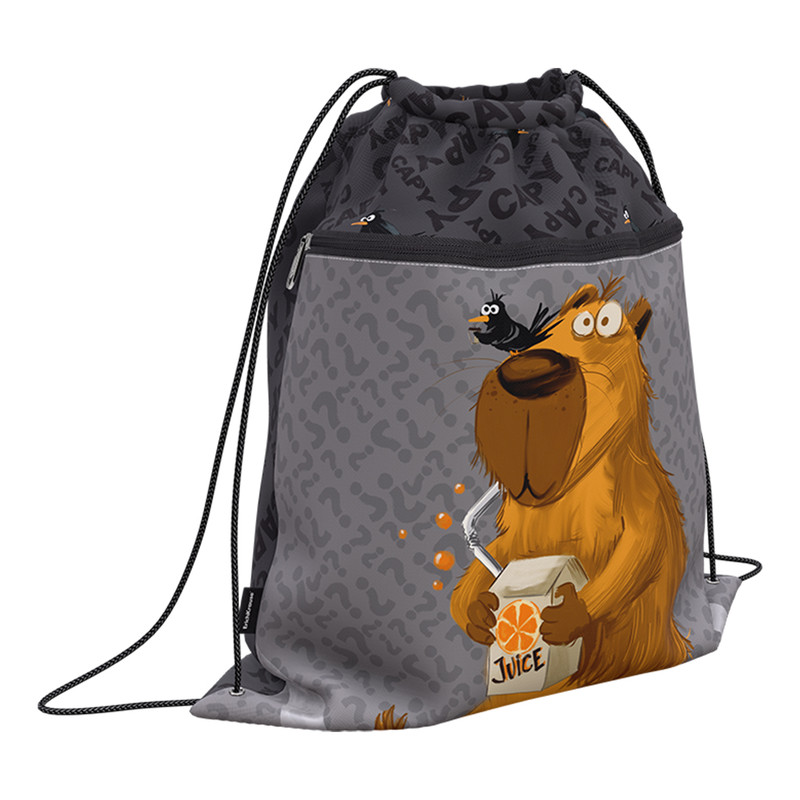 Мешок для обуви ErichKrause 'Happy Capy' Капибара с карманом на молнии 50 х 41 см, артикул 60169