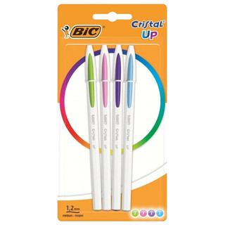 Ручки шариковые BIC 'Cristal Up Fun' 4 цвета (салатовый, розовый, фиолетовый, голубой)