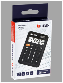 Калькулятор-мини для ЕГЭ,ОГЭ карманный непрограммируемый для школы Eleven LC-210NR, для физики / 8 разрядов / черный 8