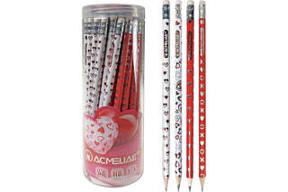 Карандаш чернографитный HB 'Сердца' с ластиком, ассорти, Acme...