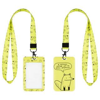 Бейдж вертикальный MESHU 'Lazy Fox', 110*70мм, лента с караби...