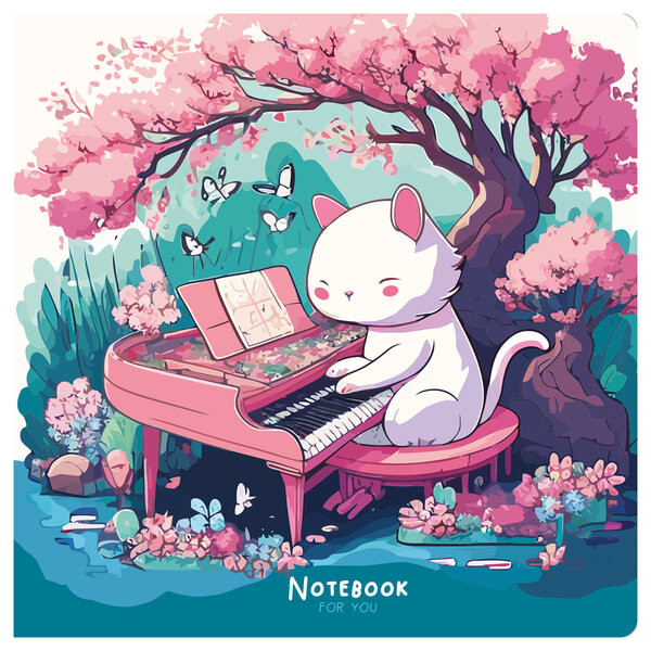 Скетчбук 40 листов, 17х17 см, 'Cat's symphonie' без линовки