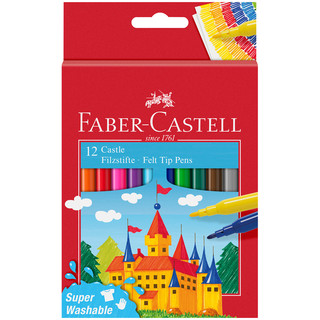 Набор фломастеров 12 цветов Faber-Castell 'Замок' смываемые, картонная упаковка