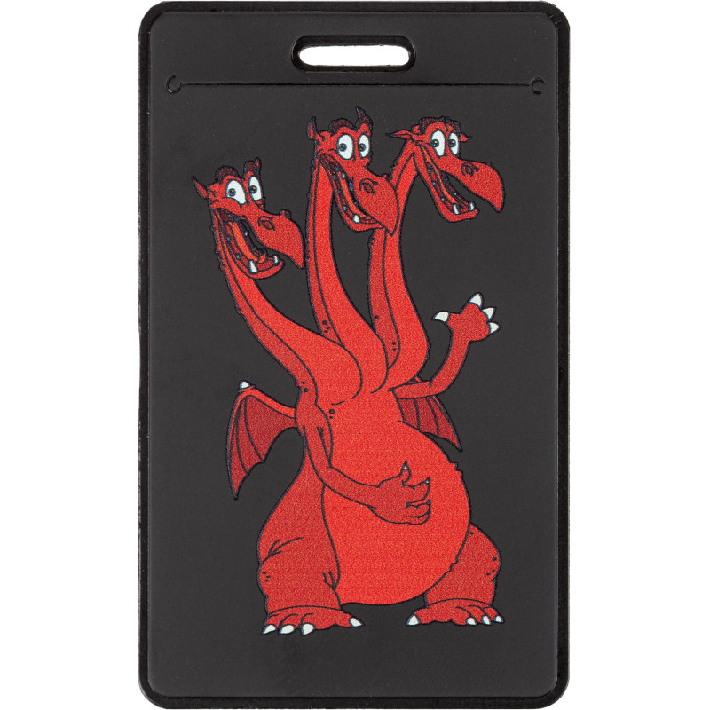 Бейдж 104x63мм вертикальный 'Три богатыря. Змей Горыныч' экокожа, черный