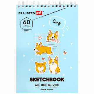 Скетчбук А5, 60 листов, на гребне, белая бумага 100 г/м2, жёс...