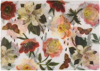 Папка-конверт на кнопке, А4 'Пионы'