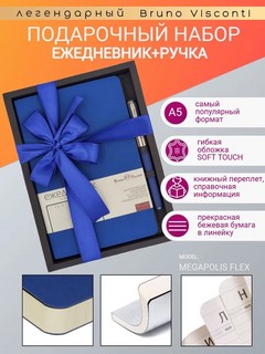Набор подарочный 'Megafpolis Flex' (ежедневник А5, ручка), синий 2