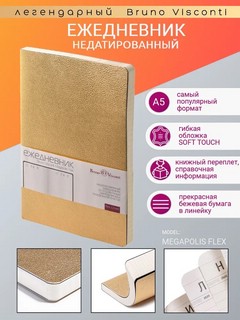 Набор подарочный 'Megafpolis Flex' (ежедневник А5, ручка), золото 3