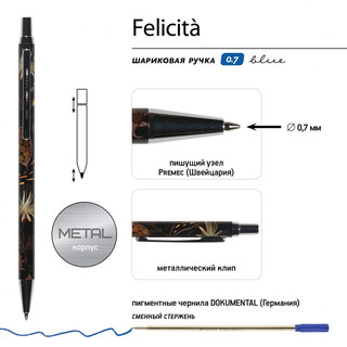 Ручка шариковая автоматическая 'Felicita. Ночные цветы', синяя, 0,7 мм 3