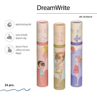Ручка шариковая 'DreamWrite. Девочка и кролики' 0.7 мм, синяя, в тубусе ассорти. Цена за 1 шт.