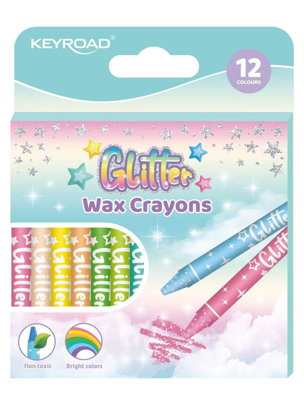 Восковые мелки Keyroad Glitter, 12 цветов