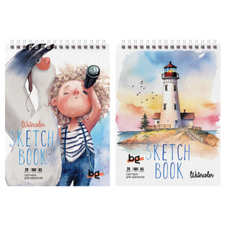Скетчбук для акварели А5, 20 листов, на гребне, BG 'Поднять п...