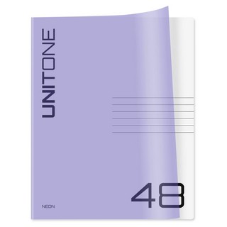 Тетрадь 48 листов, клетка, 'UniTone. Neon' пластиковая прозрачная обложка, сиреневый