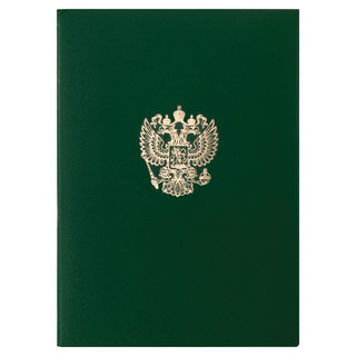 Папка адресная А4 с гербом России, зеленая, бумвинил, Basic