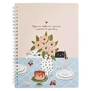 Тетрадь А5, 96 листов, клетка, на пружине, BeSmart 'Mur-Mur' ...