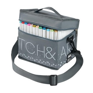 Набор скетч-маркеров 168 цветов, двухсторонние 'SKETCH&ART' в текстильной сумке с плечевым ремнём