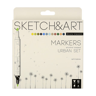 Скетч-маркеры 'Sketch&Art' 12 цветов, двусторонние, арт.22-0076/07 (городской)