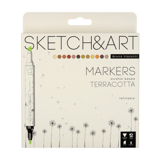 Скетч-маркеры 'Sketch&Art' 12 цветов, двусторонние, арт.22-0076/09 (терракота)
