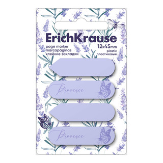 Клейкие закладки пластиковые ErichKrause Lavender, 12X45 мм, 80 листов
