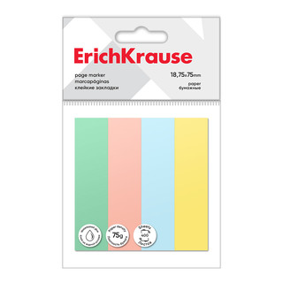 Клейкие закладки бумажные ErichKrause, 18.75x75 мм, 400 листов, 4 цвета