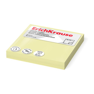Блок самоклеящийся бумажный ErichKrause 75х75 мм, 100 листов,...