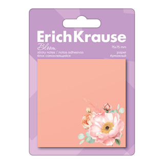 Блок самоклеящийся бумажный ErichKrause Pastel Bloom, 75х75 м...
