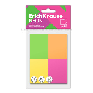 Блок самоклеящийся бумажный ErichKrause Neon, 40х50 мм, 400 листов, 4 цвета