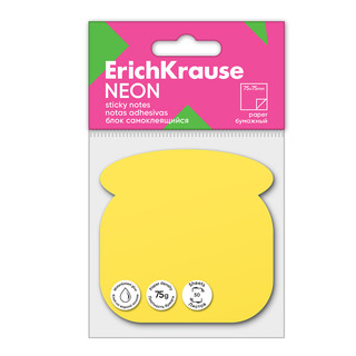 Блок самоклеящийся бумажный ErichKrause Phone Neon, 50 листов, желтый