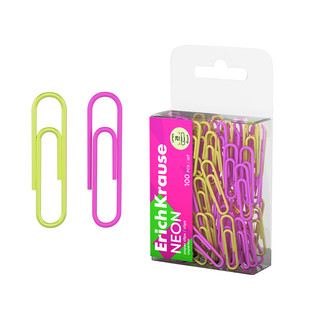 Скрепки металлические 28 мм, с виниловым покрытием, 100 шт, E...