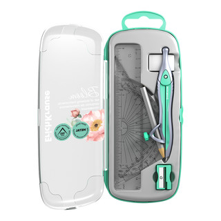 Готовальня ErichKrause Pastel Bloom, 7 предметов, пенал, зеленый