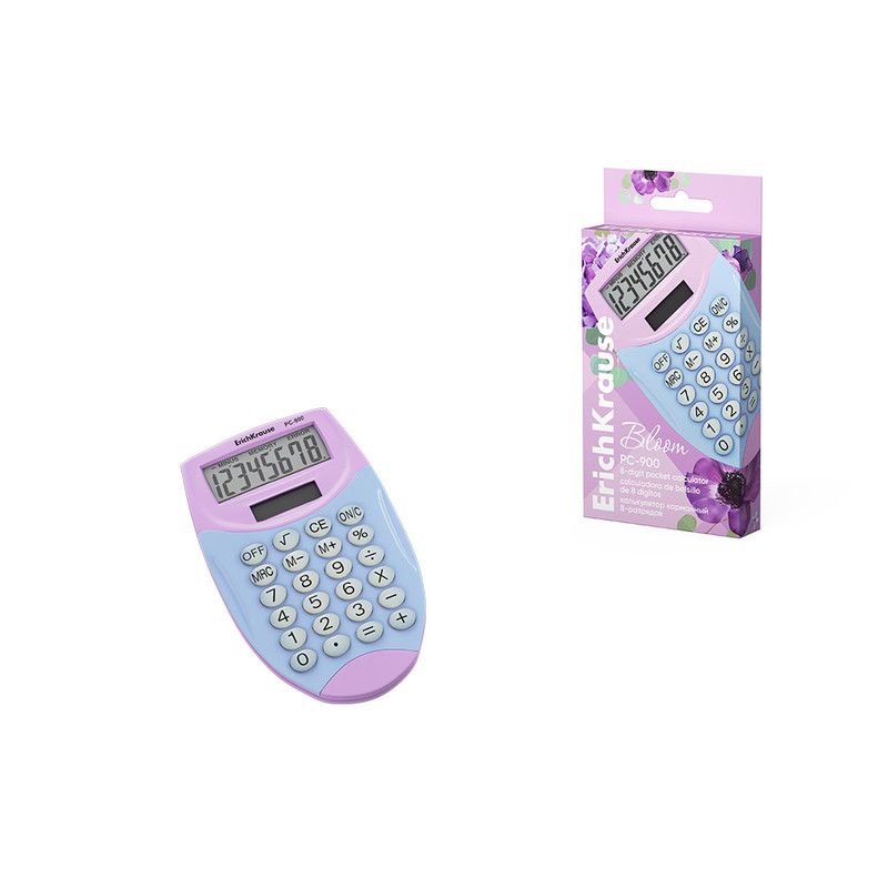 Калькулятор карманный 8-разрядов ErichKrause PC-900 Pastel Bloom