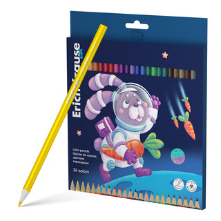Цветные карандаши 24 цвета, деревянные ErichKrause Kids Space Animals, трехгранные, грифель 3 мм