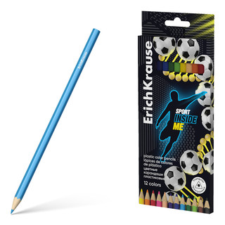 Цветные карандаши 12 цветов, пластиковые ErichKrause Sport DNA трехгранные