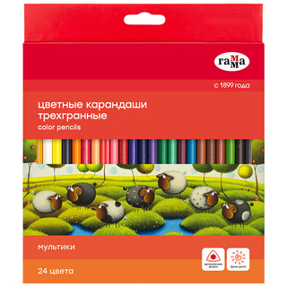 Набор карандашей цветных 24 цвета, Гамма 'Мультики' трехгранные 1