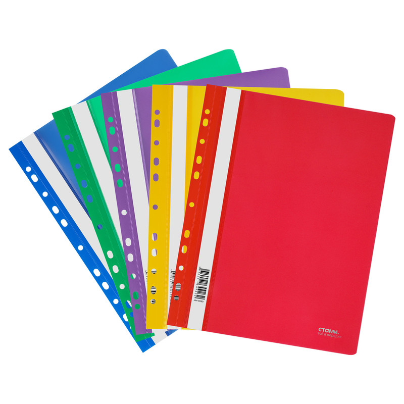 Папка-скоросшиватель А4, с перфорацией, 180 мкм, ассорти. Цена за 1 шт.