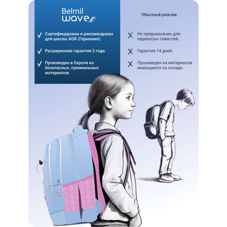 Рюкзак молодежный BELMIL WAVE BOOST Waves Lavander 6