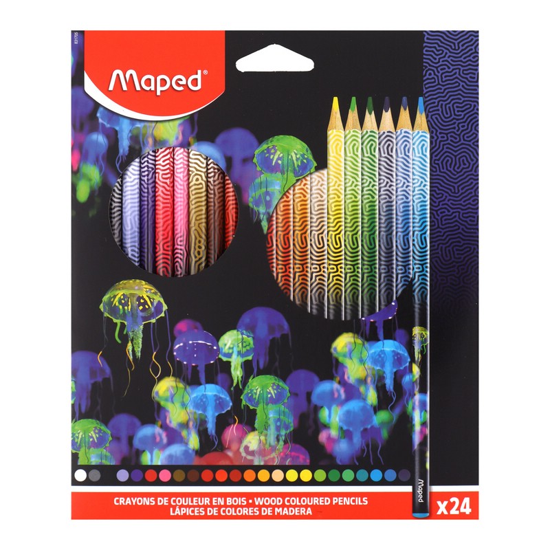 Карандаши цветные 24 цвета, дерево, трехгранный, Maped 831705
