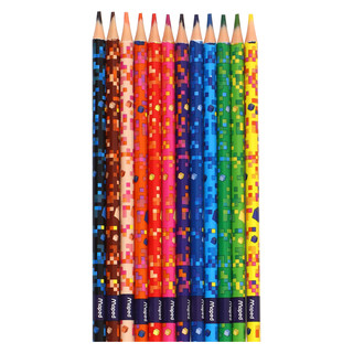 Карандаши цветные 12 цветов, пластик, трехгранный Pixel Party, Maped 2