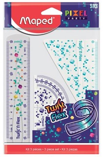 Набор чертежный 'Pixel Party' 3 предмета (линейка 15см, уголь...